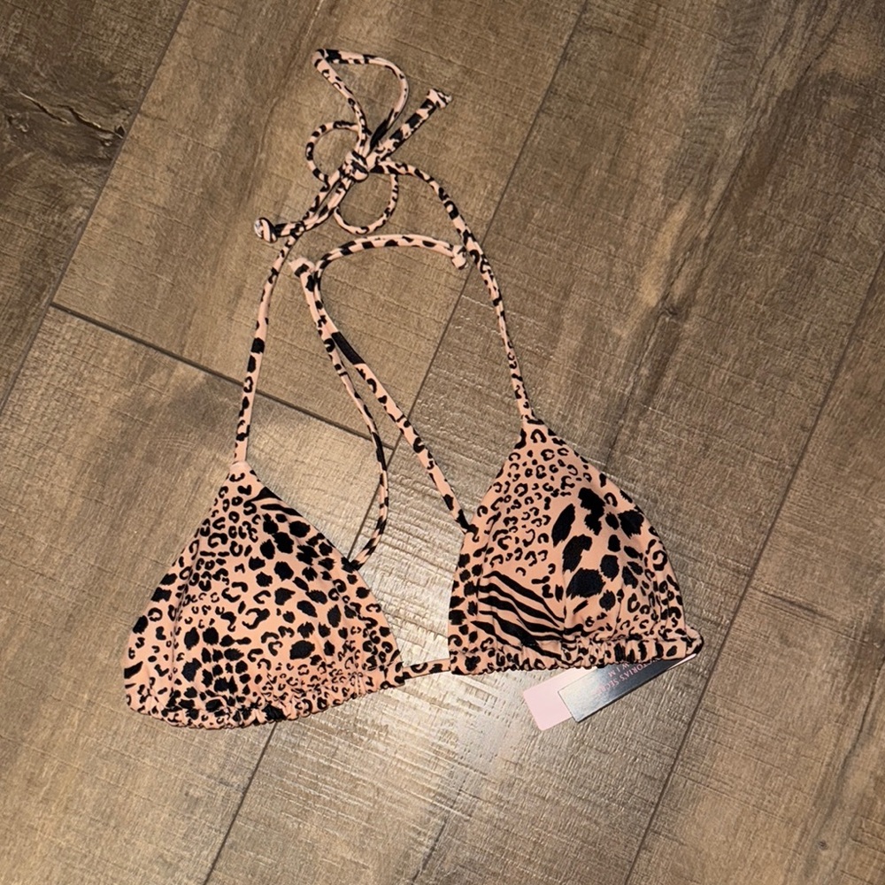 Victoria’s Secret Leopard Print Triangle Strappy Halter Bikini Top